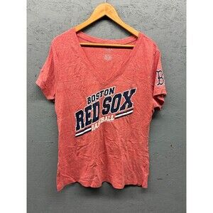 Boston Red Sox Women’s T-Shirt XL Red‎ V-Neck Short Sleeve MLB 5th & Ocean